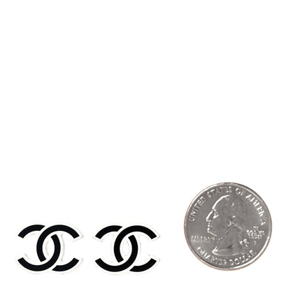 Chanel Resin CC Earrings White Balck 2 of 4