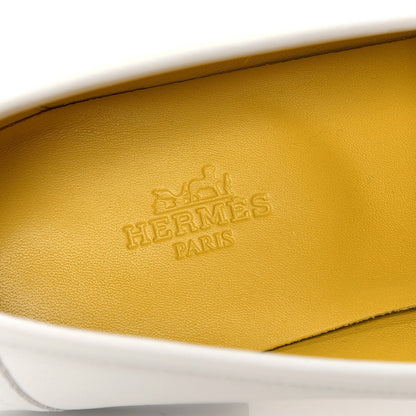 Hermes Calfskin Womens Paris Loafers 38.5 White Bois De Santal 8 of 9