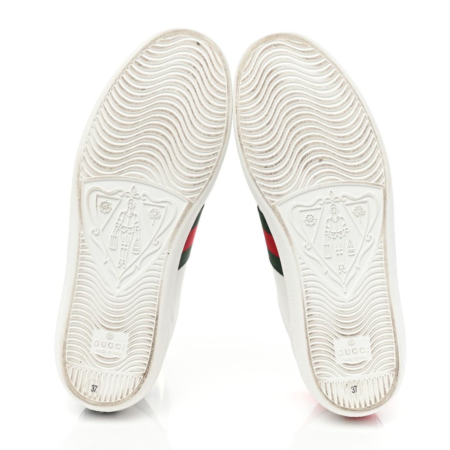 Calfskin Ayers Bee Embroidered Womens Ace Sneakers 37 White Green