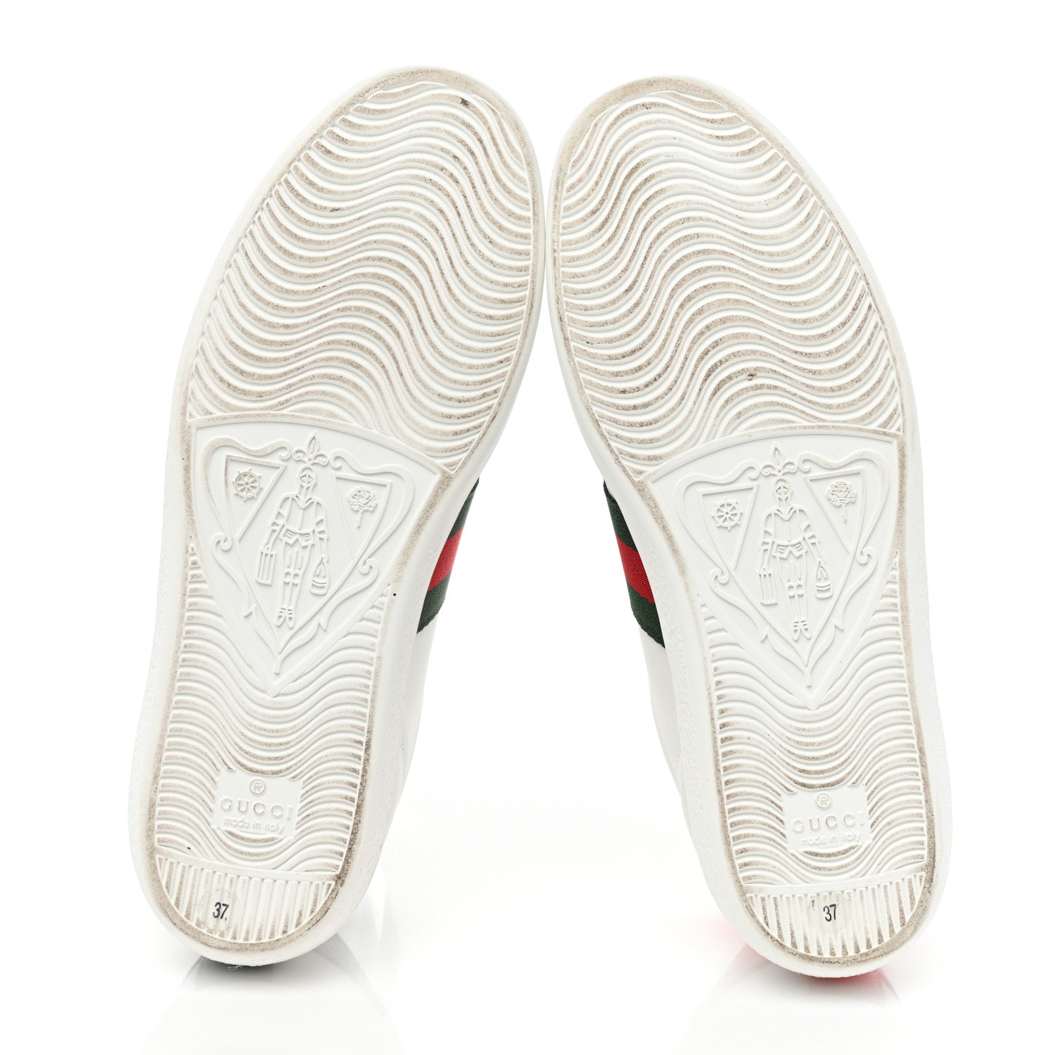 Gucci Calfskin Ayers Bee Embroidered Womens Ace Sneakers 37 White Green 6 of 10