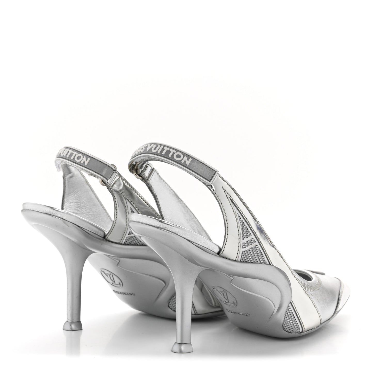 Metallic Lambskin Archlight Slingback Pumps 37.5 Argent