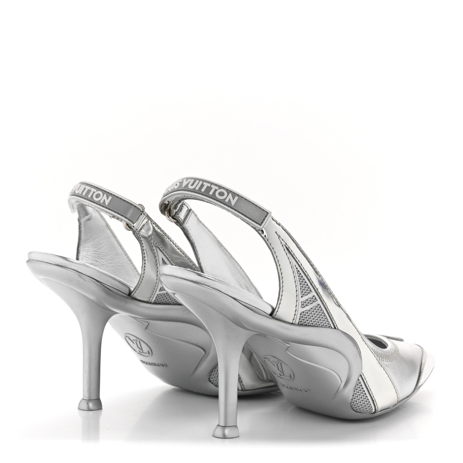 Louis Vuitton Metallic Lambskin Archlight Slingback Pumps 37.5 Argent 5 of 10
