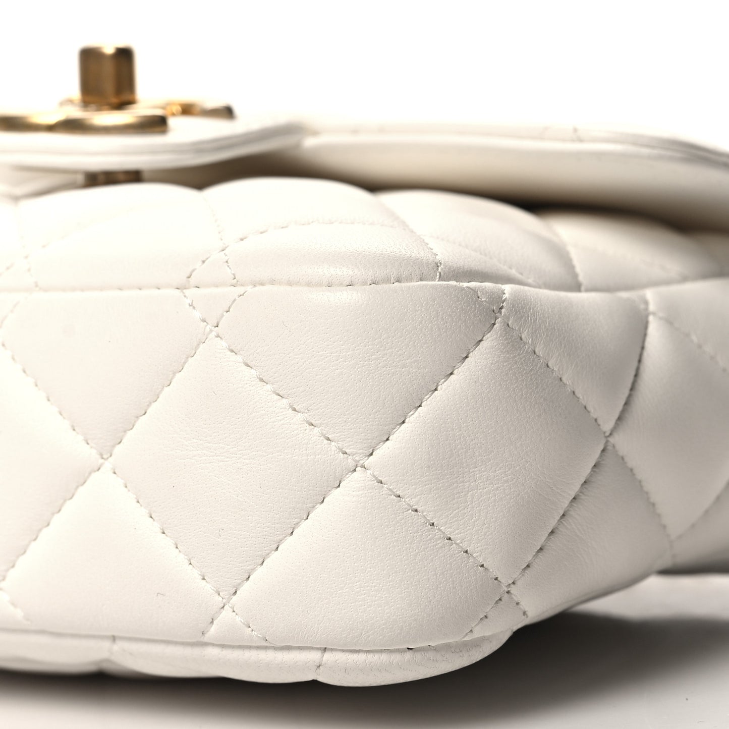 Lambskin Quilted Casino Chips Mini Square Flap White