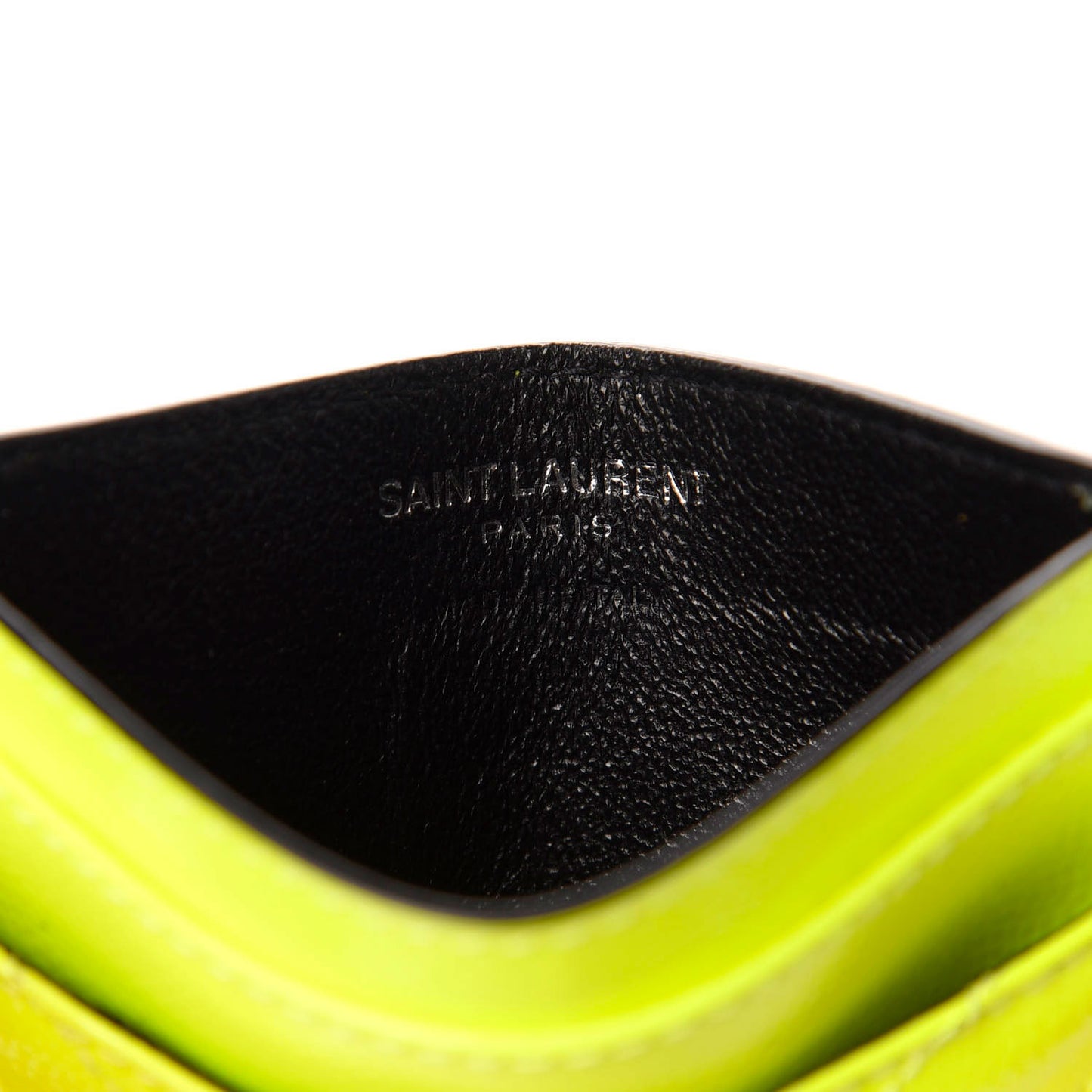 Patent Grain De Poudre Matelasse Chevron Monogram Credit Card Case Neon Yellow