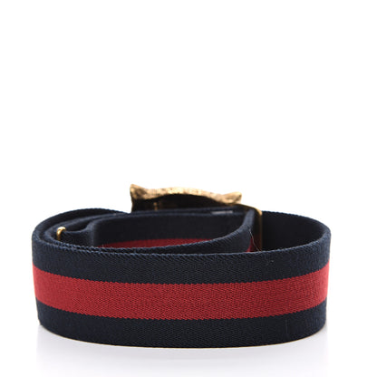 Gucci Web Feline Buckle Belt 80 32 Blue Red 2 of 3