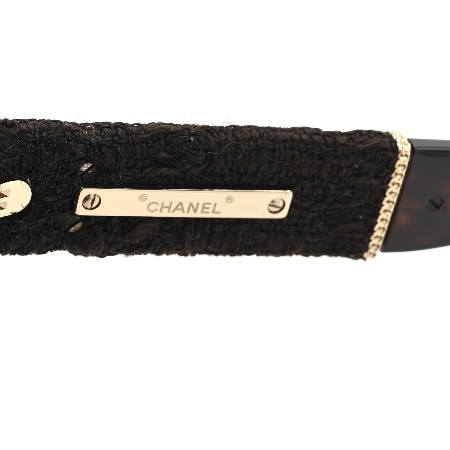 Chanel Acetate Tweed Wool CC Chain Sunglasses 5513 Tortoise 6 of 7