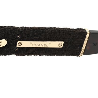 Chanel Acetate Tweed Wool CC Chain Sunglasses 5513 Tortoise 6 of 7