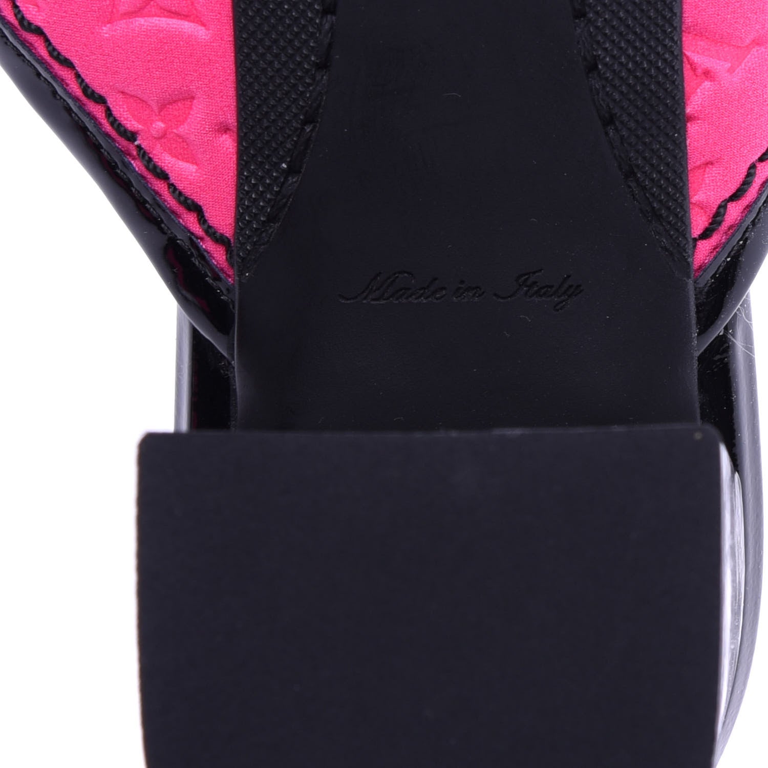 Louis Vuitton Calfskin Embossed Monogram Patent Heeled Thong Sandals 40 Pink 10 of 11