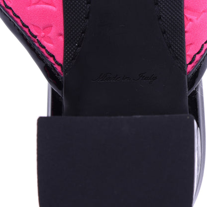 Louis Vuitton Calfskin Embossed Monogram Patent Heeled Thong Sandals 40 Pink 10 of 11
