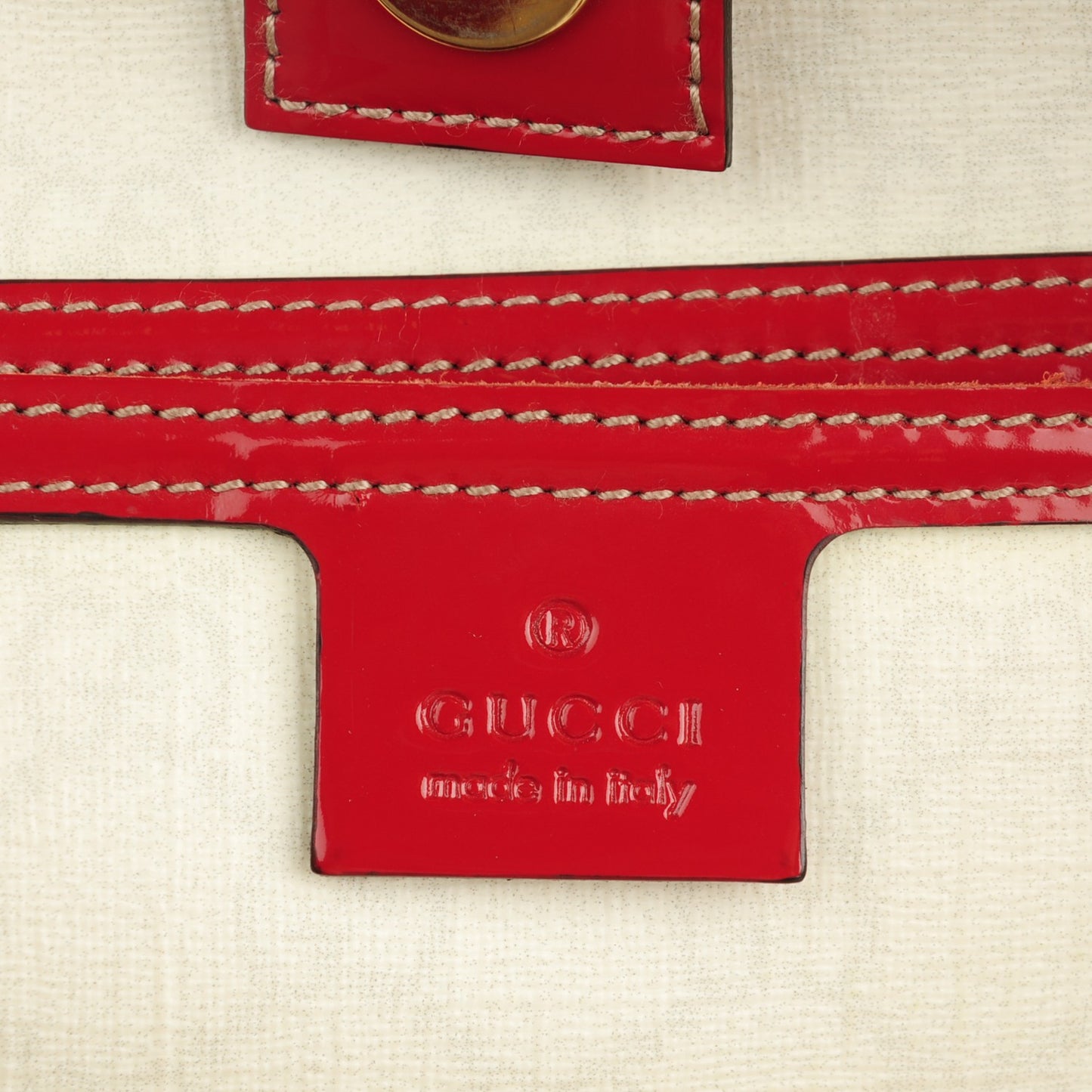 GG Plus Monogram Tattoo Heart Medium Joy Tote Off White Red