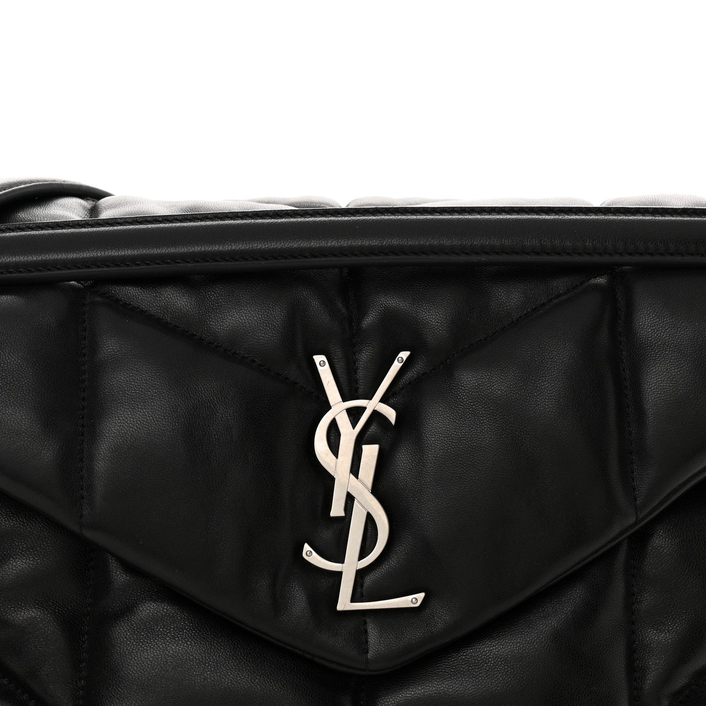 Lambskin Quilted Medium Loulou Puffer Monogram Chain Satchel Black