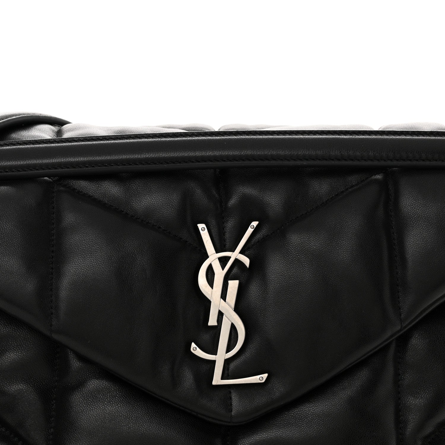 Saint Laurent Lambskin Quilted Medium Loulou Puffer Monogram Chain Satchel Black 8 of 10