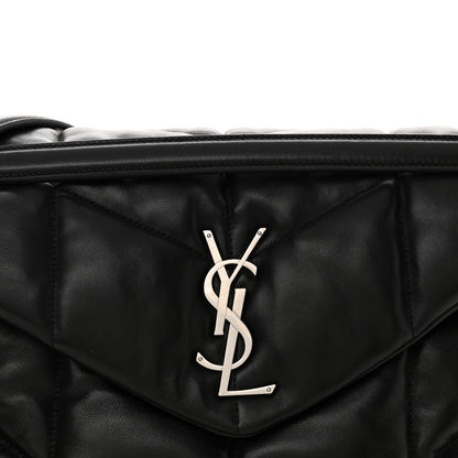Saint Laurent Lambskin Quilted Medium Loulou Puffer Monogram Chain Satchel Black 8 of 10