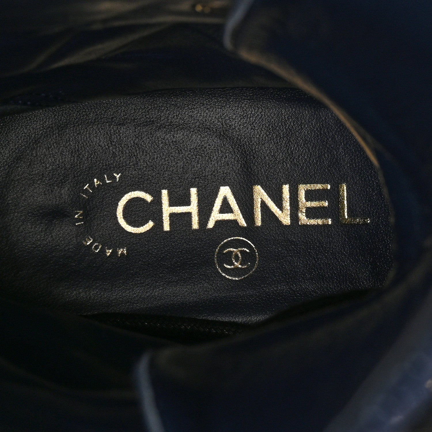Chanel Fabric Patent Lambskin Quilted CC Lace Up Combat Boots 37 Navy Blue Black 8 of 11