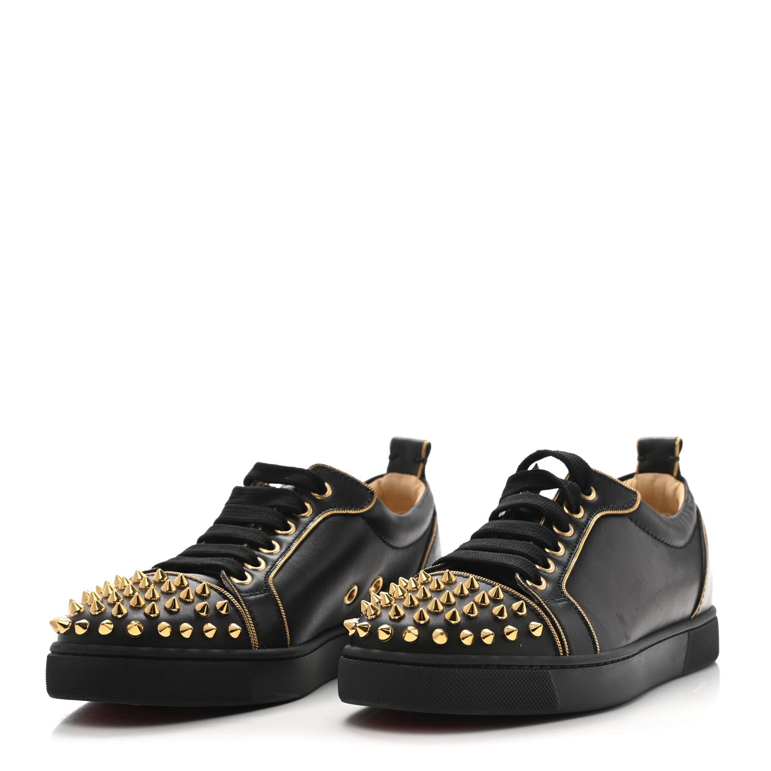 Christian Louboutin Nappa Spikes Womens Vieira Flat Sneakers 36 Black Gold 3 of 9