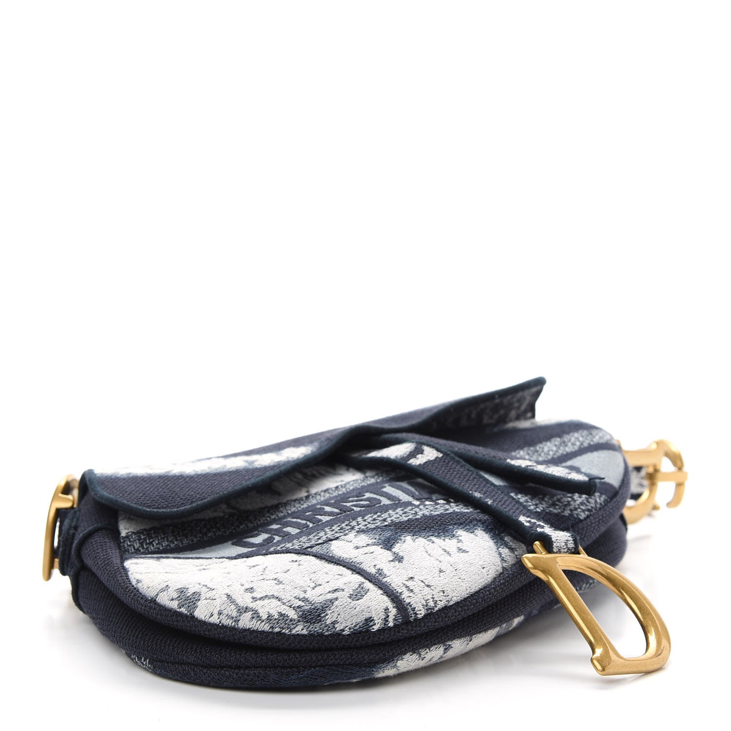 Christian Dior Canvas Embroidered Tie Dye Saddle Bag Blue Multicolor 4 of 13