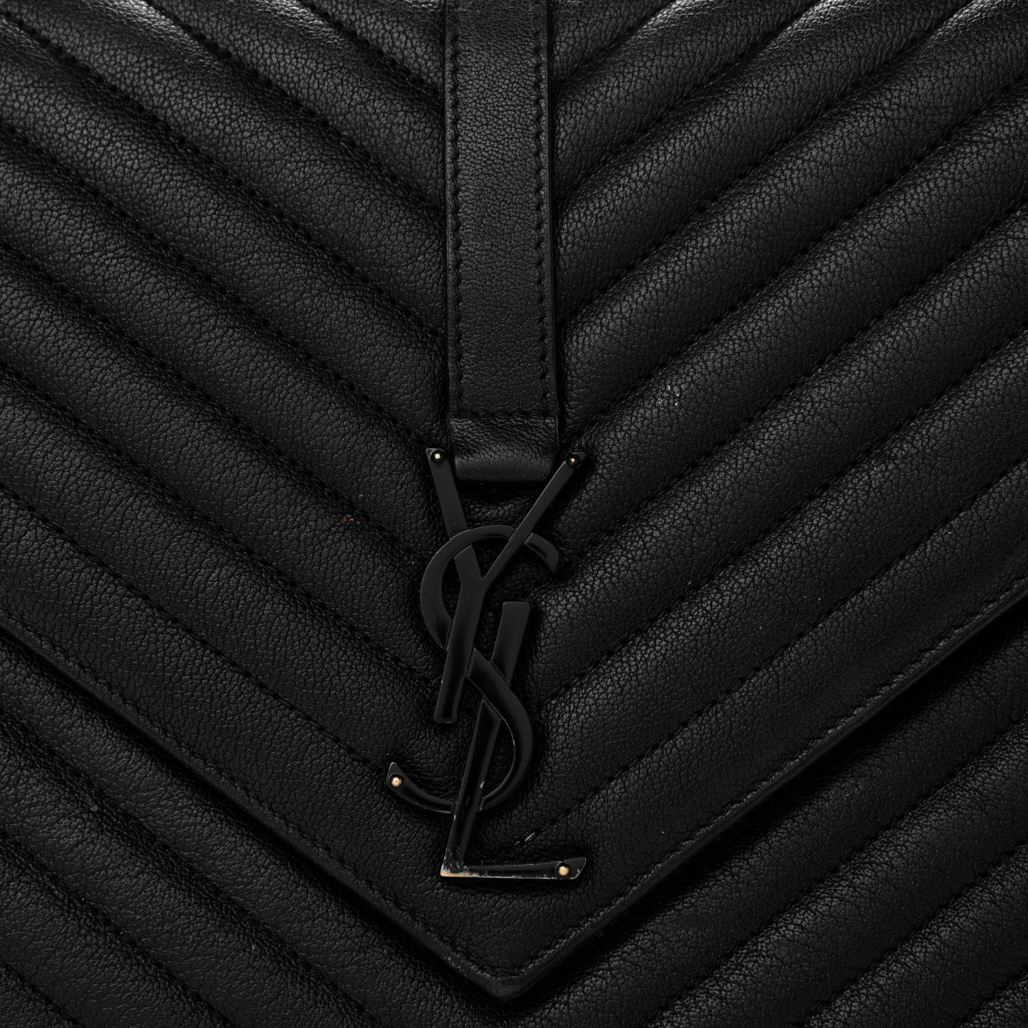 Saint Laurent Sheepskin Matelasse Chevron Monogram Monochrome Large College Satchel Black 7 of 12