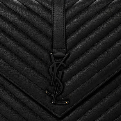 Saint Laurent Sheepskin Matelasse Chevron Monogram Monochrome Large College Satchel Black 7 of 12