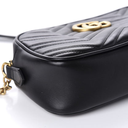 Gucci Calfskin Matelasse Small GG Marmont Chain Shoulder Bag Black 6 of 10