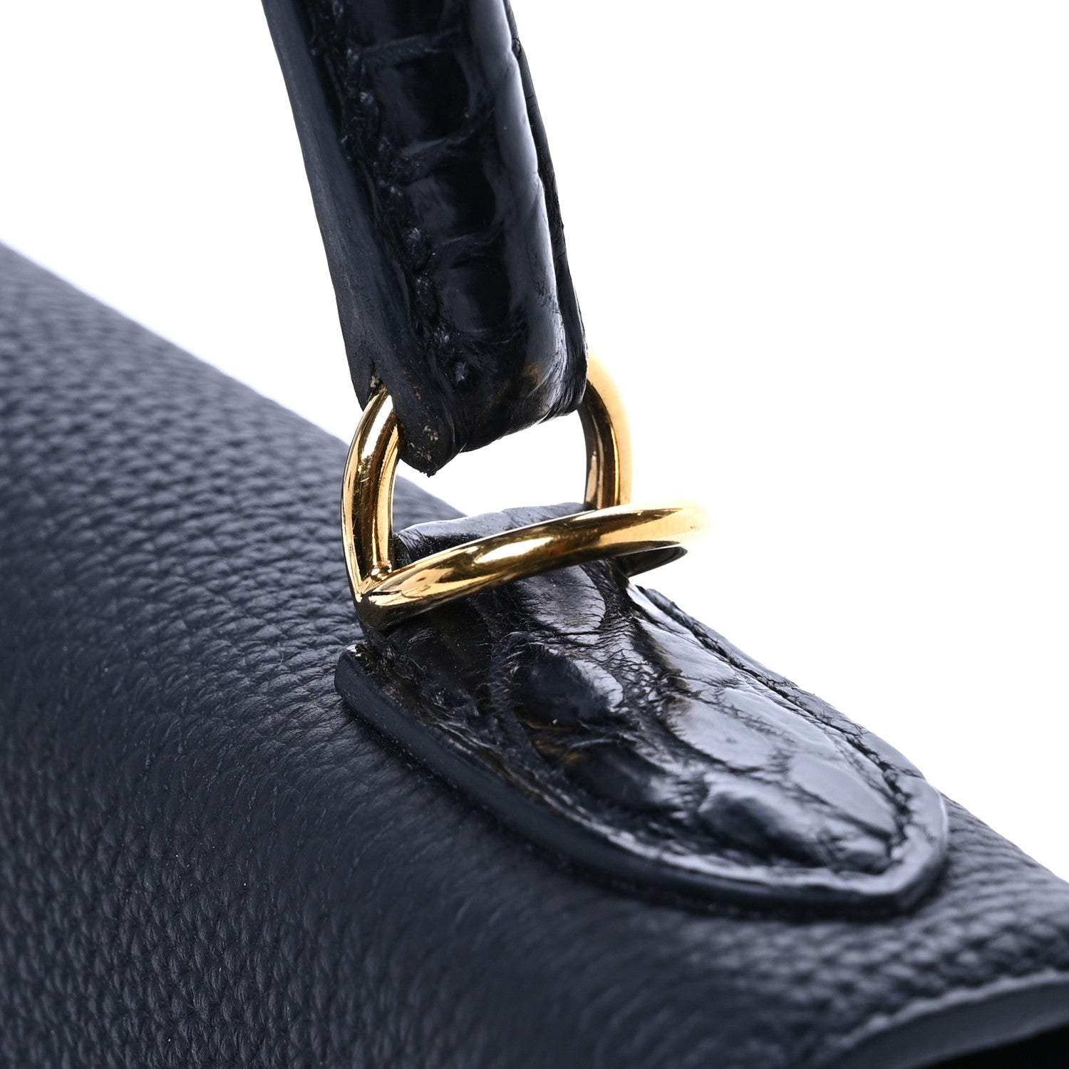 Hermes Togo Matte Porosus Crocodile Kelly Retourne Touch 28 Black 12 of 13