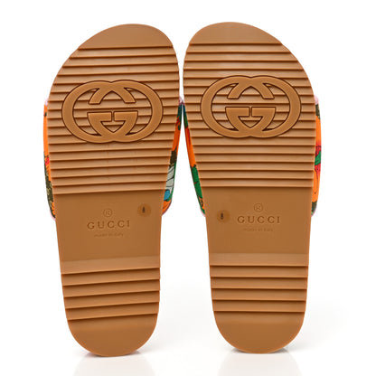 Gucci X THE NORTH FACE Nylon Floral Mens Slides 8 Military Green Orange Soft Pink 5 of 8