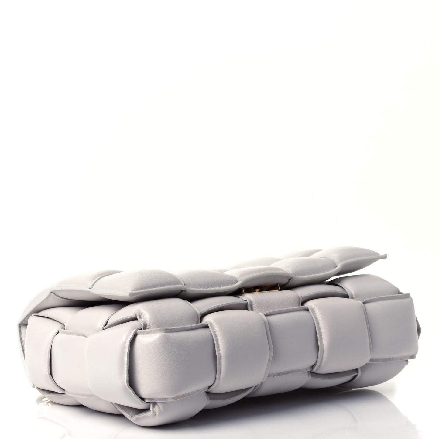 Lambskin Maxi Intreccio Padded Chain Cassette Crossbody Bag White