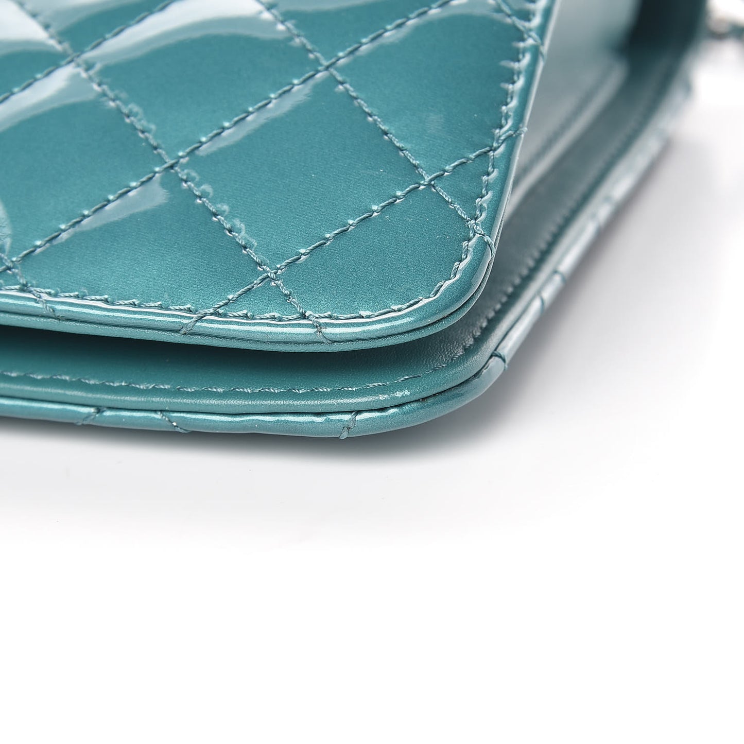 Patent Quilted Clutch Flap Green