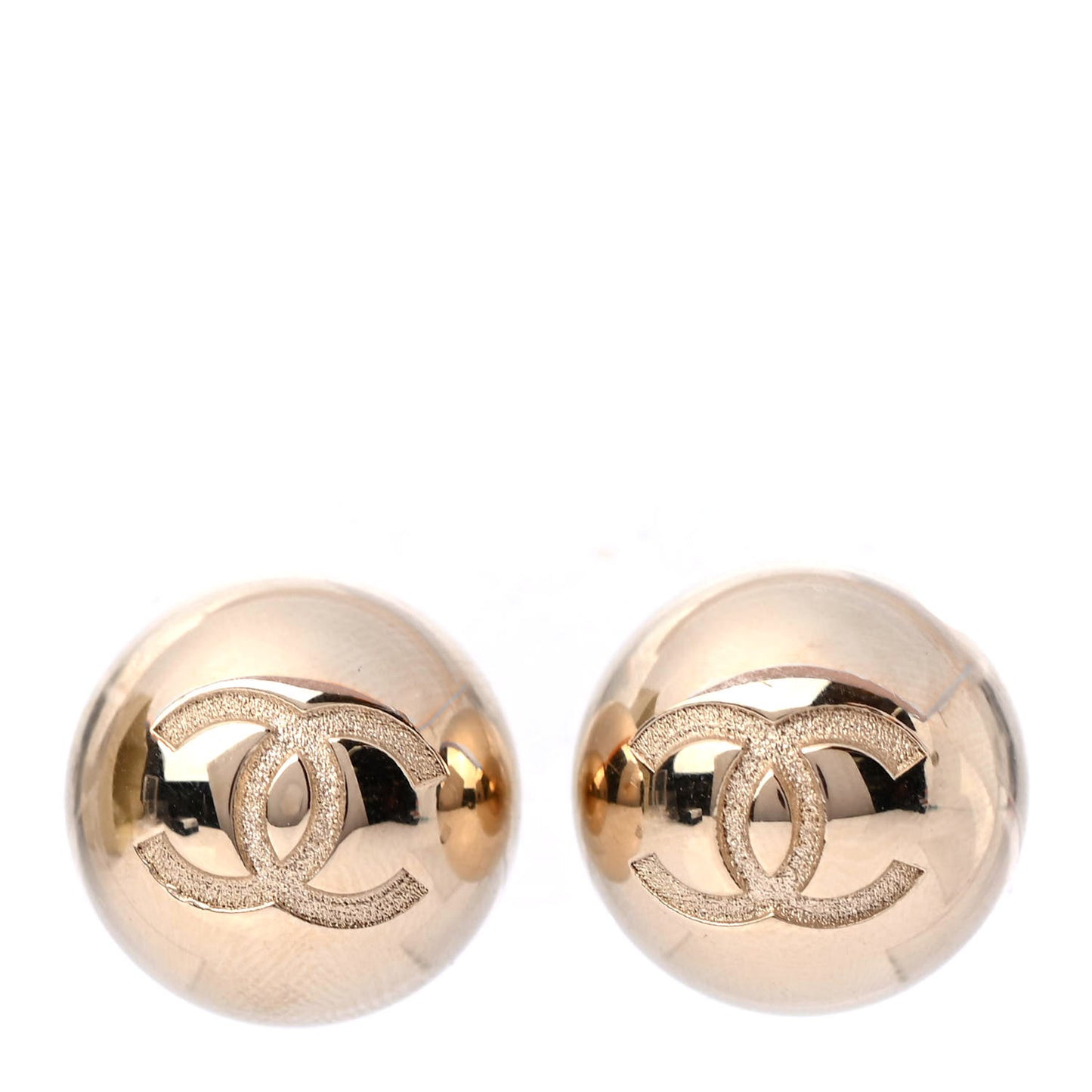 Metal Bead CC Stud Earrings Gold