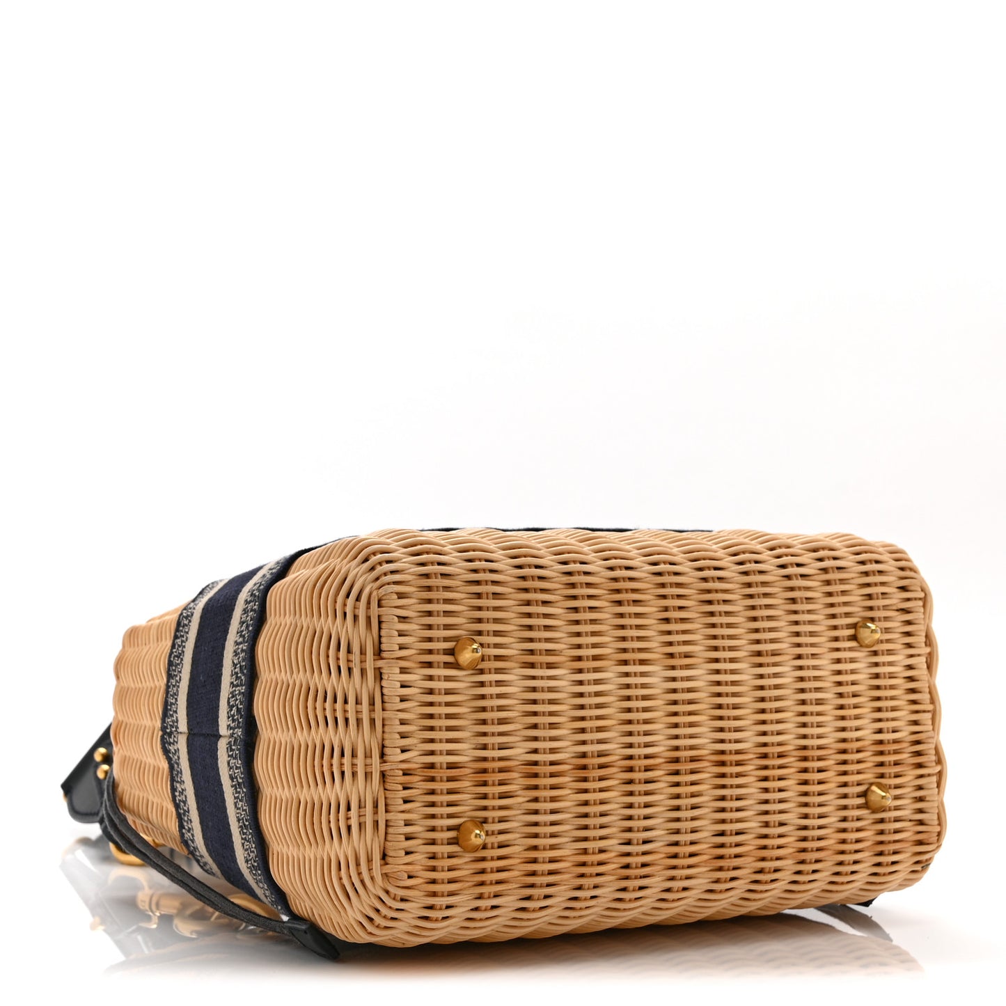Wicker Oblique Medium Lady Dior Bag Blue