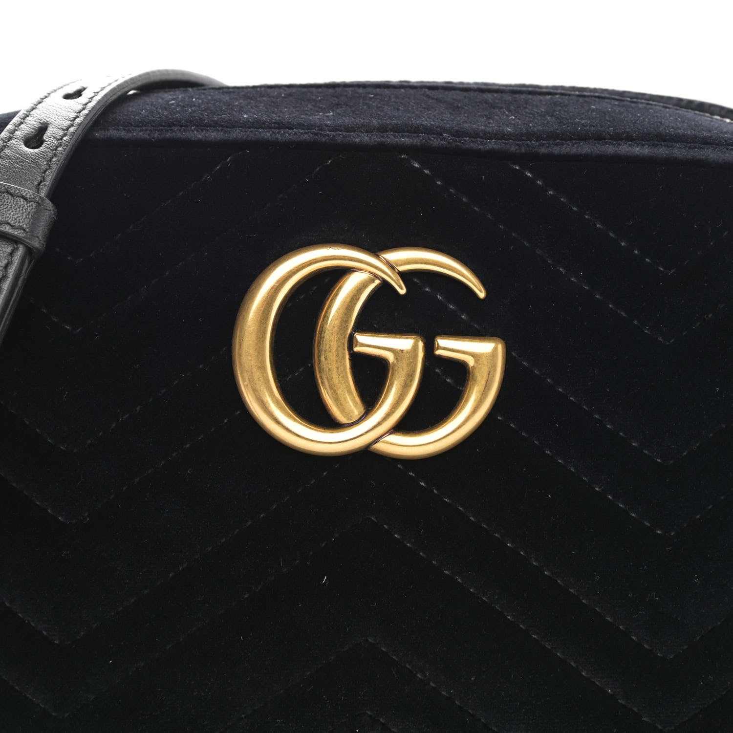 Gucci Velvet Matelasse Small GG Marmont Chain Shoulder Bag Black 8 of 12