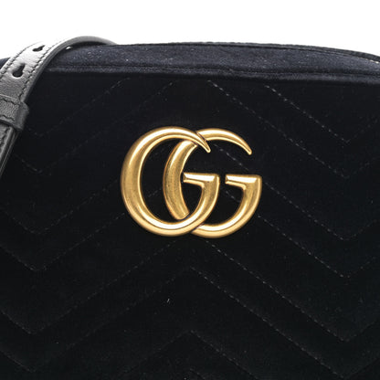 Gucci Velvet Matelasse Small GG Marmont Chain Shoulder Bag Black 8 of 12