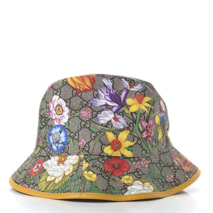 Gucci GG Supreme Monogram Flora Fedora Hat M Yellow 4 of 11