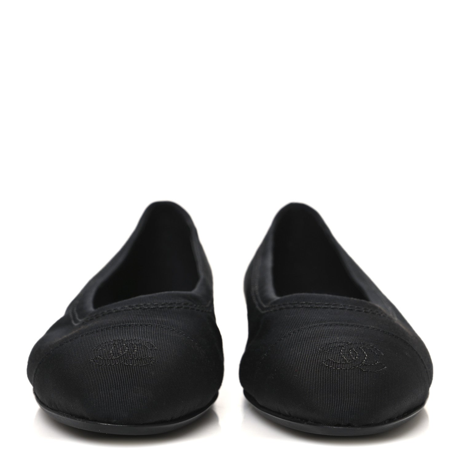 Chanel Grosgrain Cap Toe Uniform Ballerina Flats 36.5 Black 3 of 10