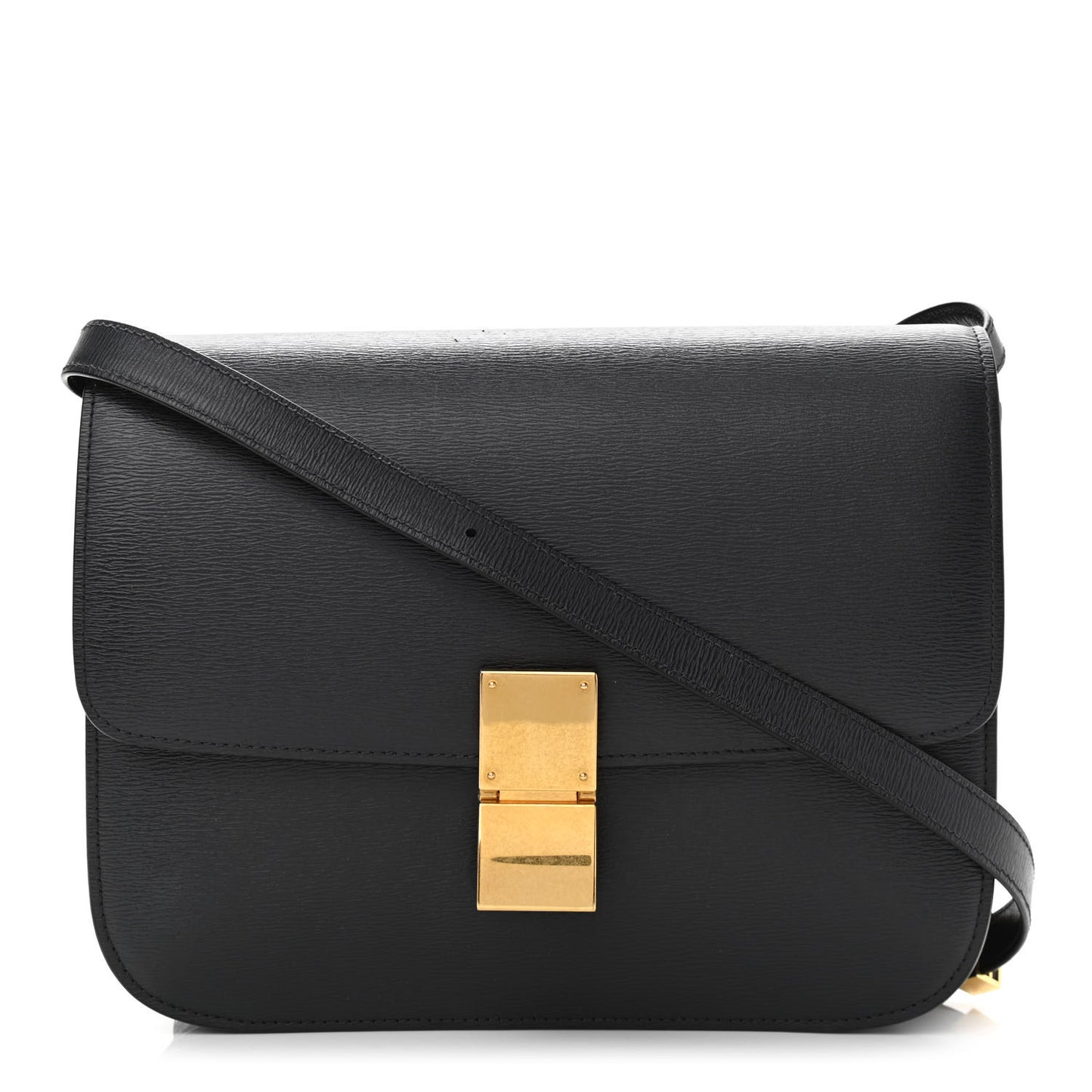 Liege Calfskin Medium Classic Box Flap Bag Black