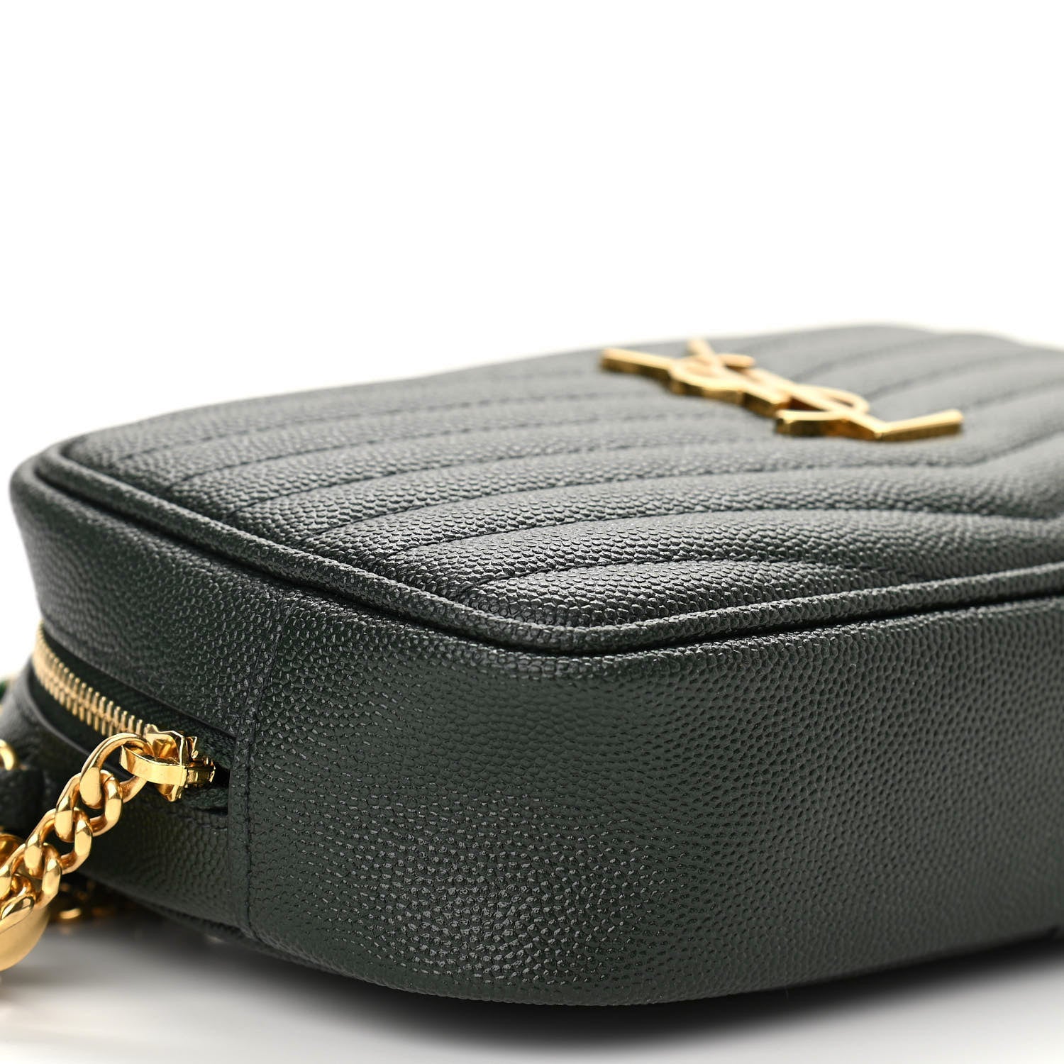 Saint Laurent Grain De Poudre Matelasse Monogram Mini Lou Camera Bag New Vert Fonce 10 of 12