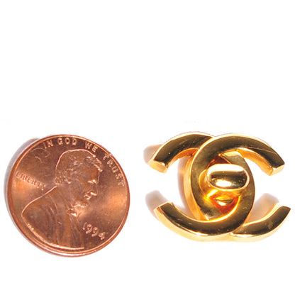 Chanel Metal CC Turnlock Clip On Earrings Gold 2 of 4