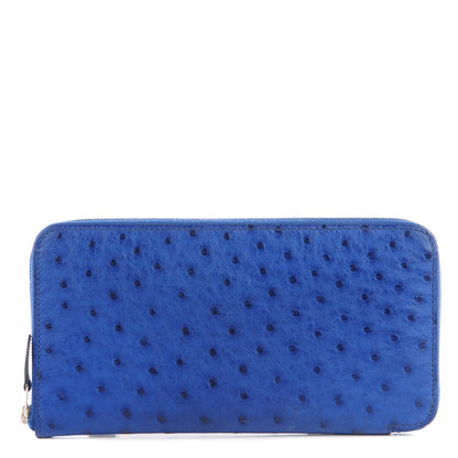 Hermes Ostrich Azap Wallet Bleu Iris 1 of 12
