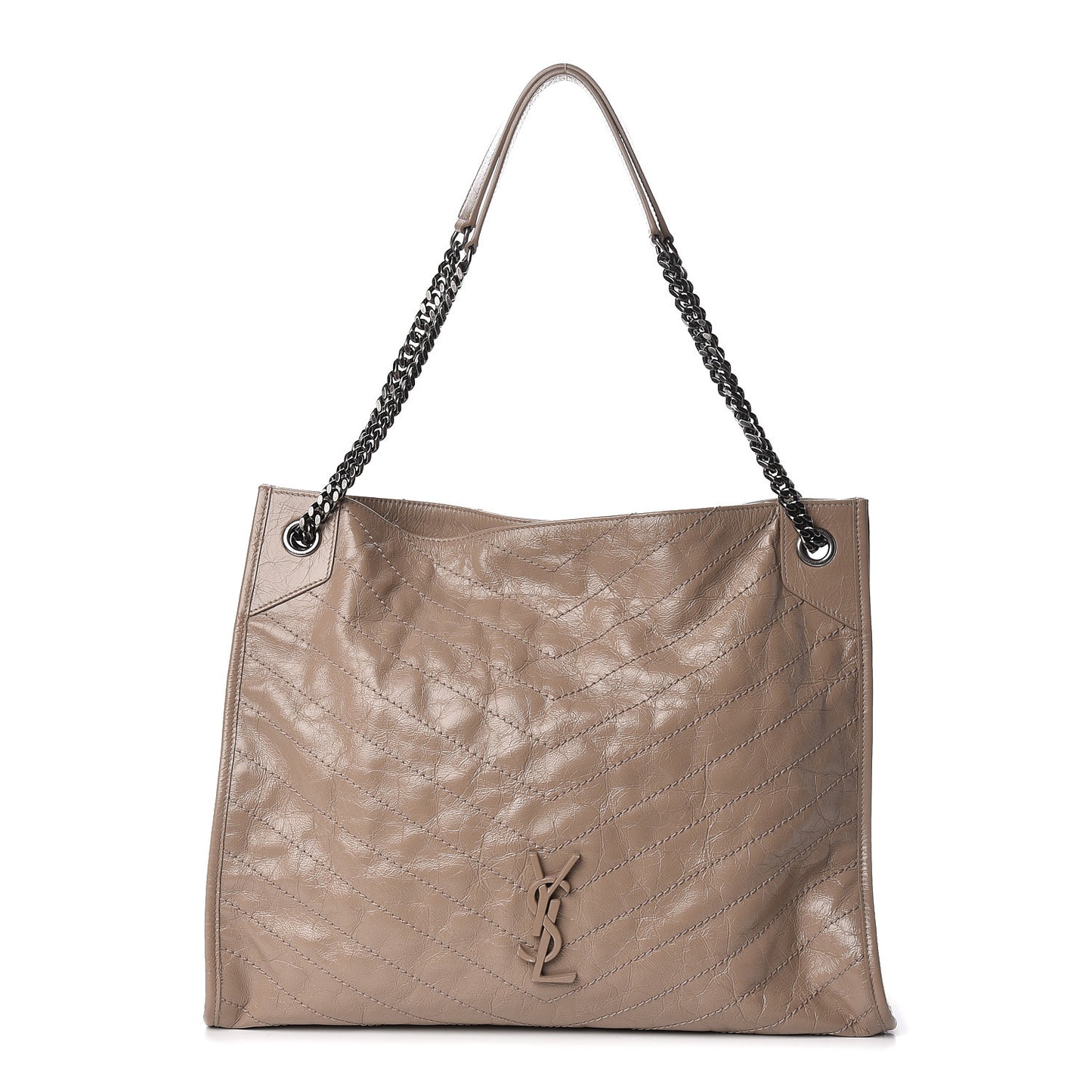 Crinkled Calfskin Matelasse Monogram Niki Shoulder Bag Light Taupe