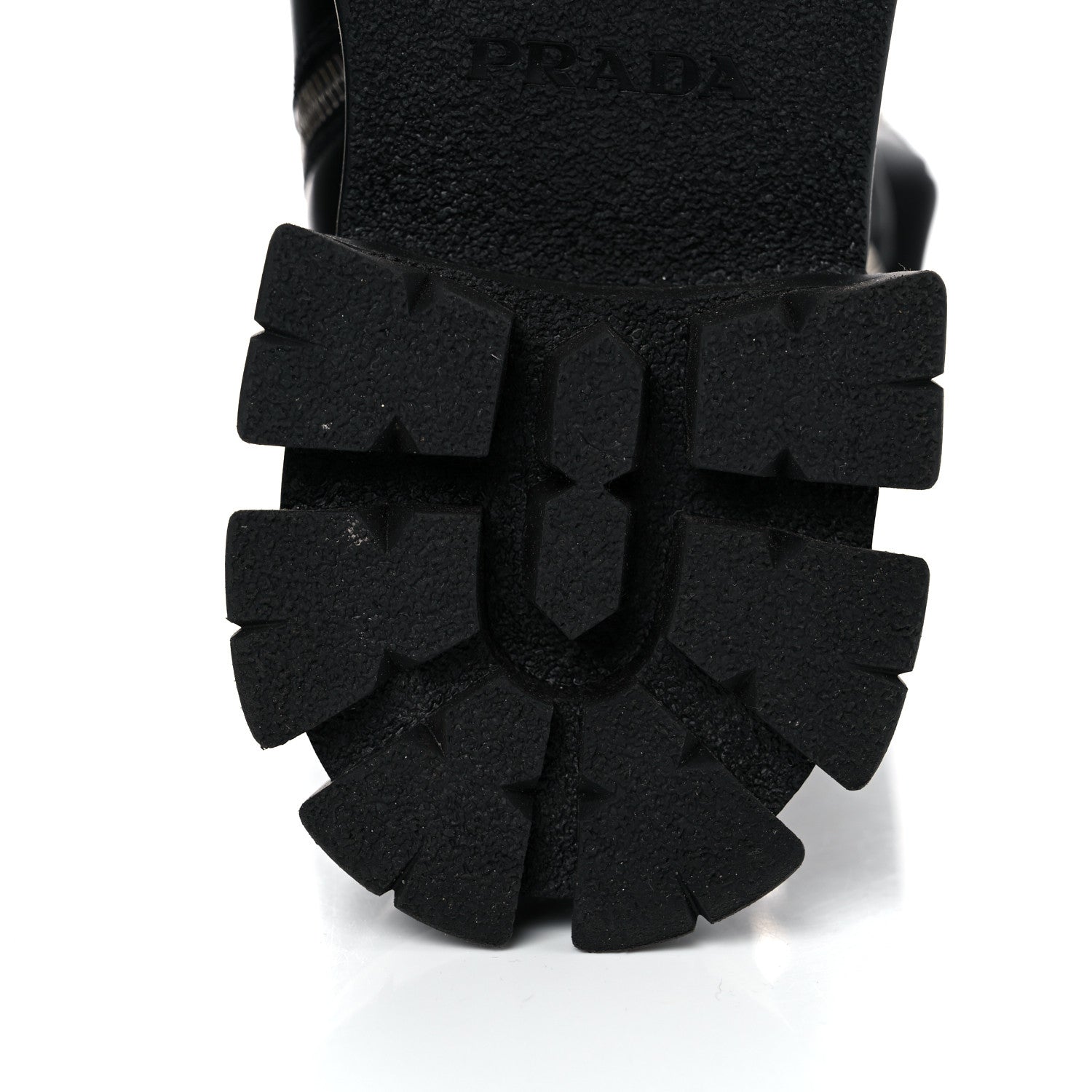 Prada Vitello Lux Nylon Metal Triangle Logo Monolith Pouch Pocket 55mm Tall Combat Boots 39.5 Black 10 of 12
