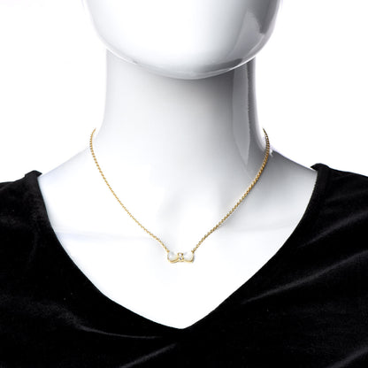 Van Cleef & Arpels 18K Yellow Gold Diamond Mother of Pearl Bow Pendant Necklace 2 of 5