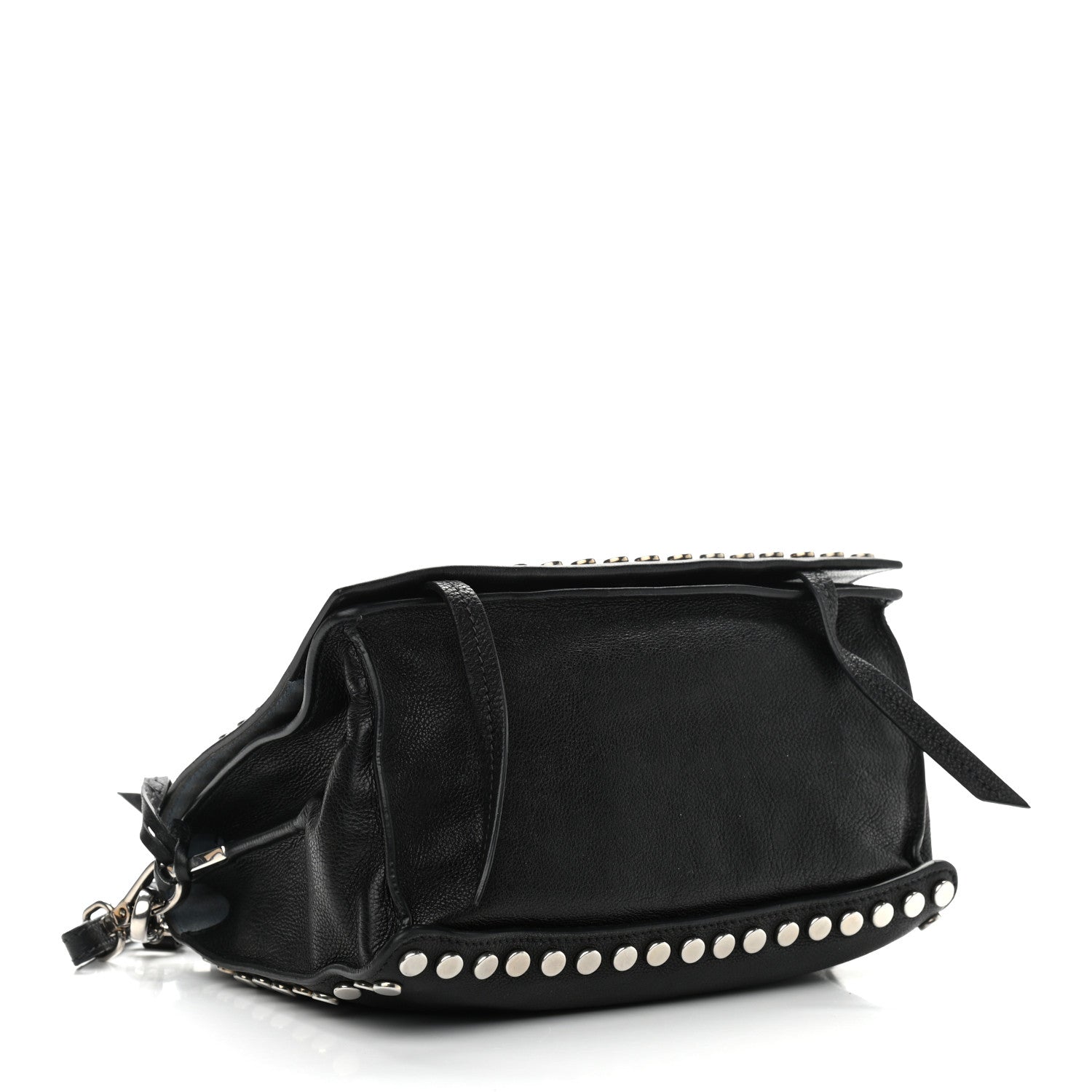 Prada Glace Calfskin Studded Etiquette Flap Black 4 of 16
