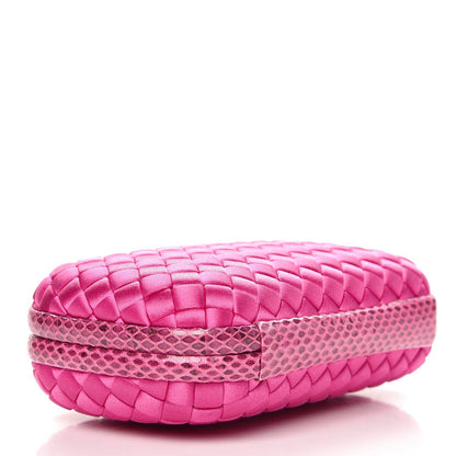 Bottega Veneta Satin Intreccio Impero Ayers Knot Clutch Rosa Shock 4 of 6