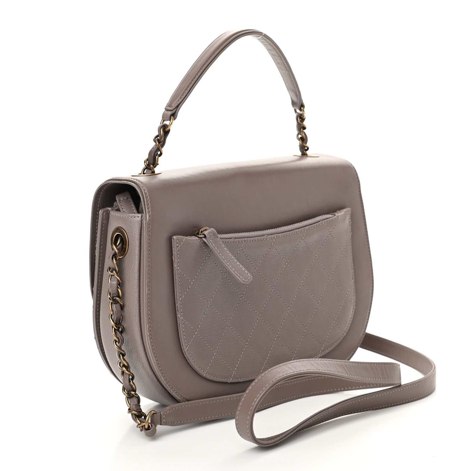 Chanel Shiny Calfskin Goatskin Quilted Small Coco Curve Messenger Flap Grey 3 of 10