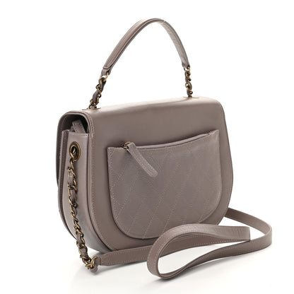 Chanel Shiny Calfskin Goatskin Quilted Small Coco Curve Messenger Flap Grey 3 of 10