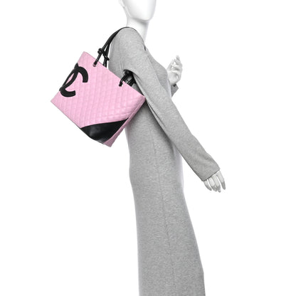 Chanel Calfskin Quilted Large Cambon Tote Pink Black 2 of 11