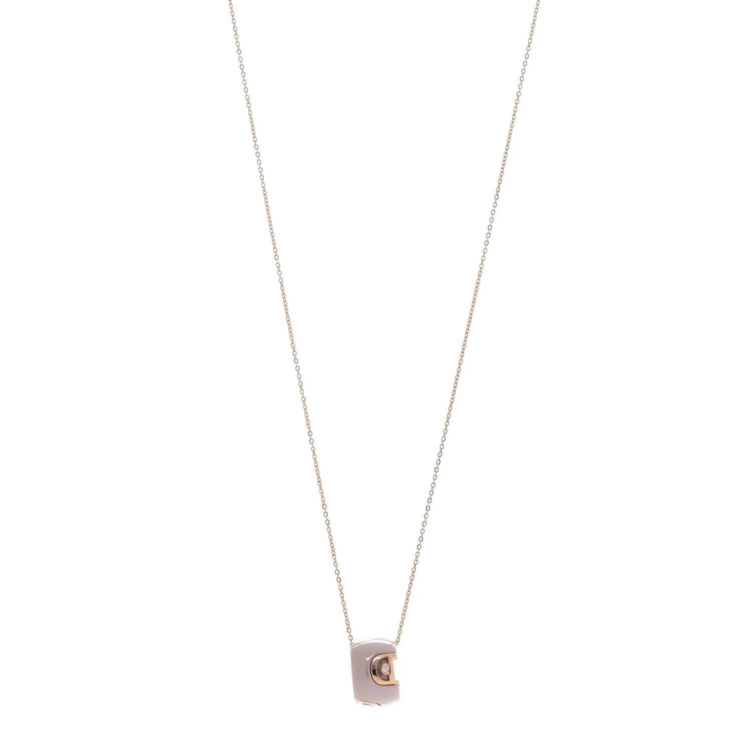 Damiani 18K Pink Gold Diamond Ceramic D.Icon Pendant Necklace Cappuccino 1 of 5