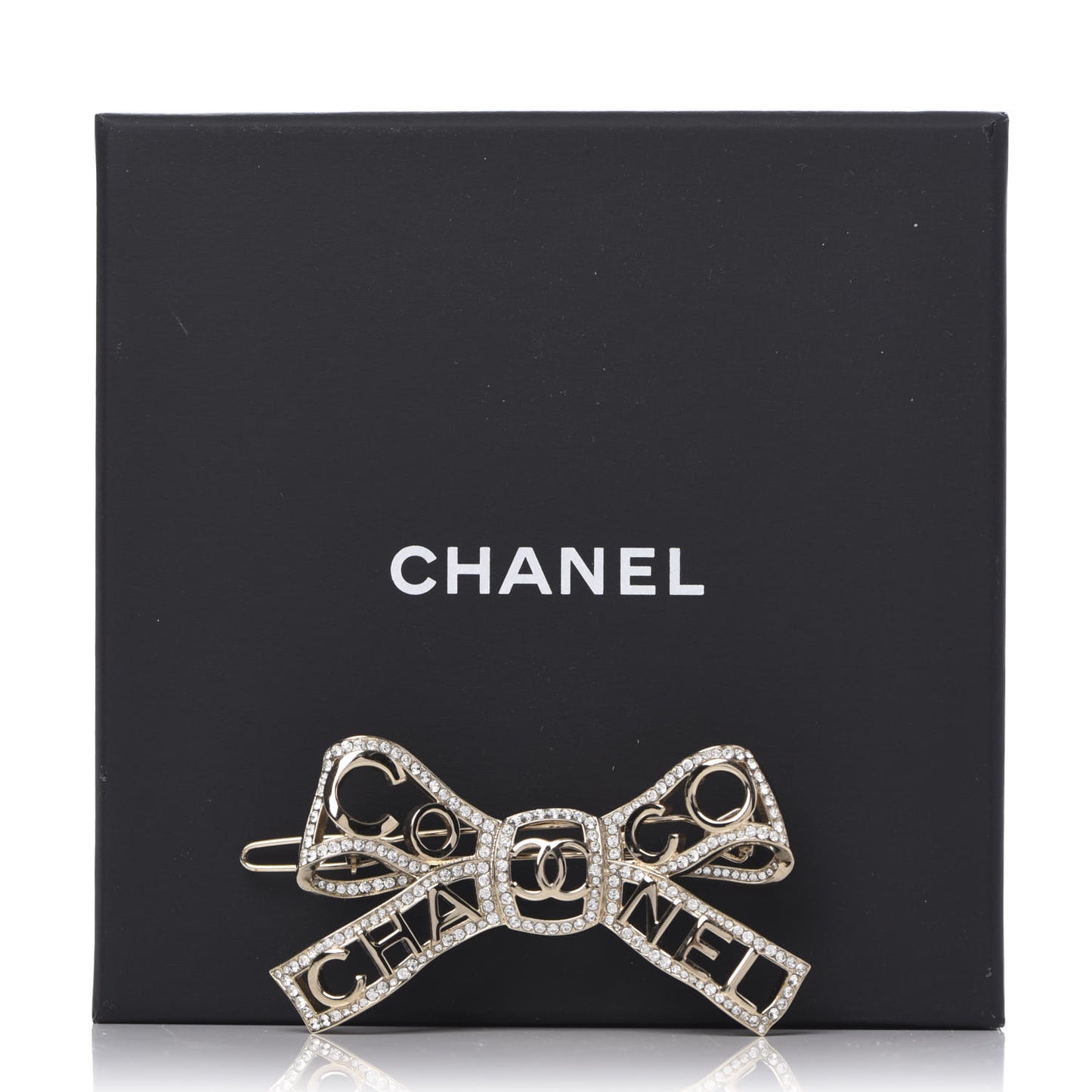 Metal Crystal Bow-tiful CC Hair Clip Gold