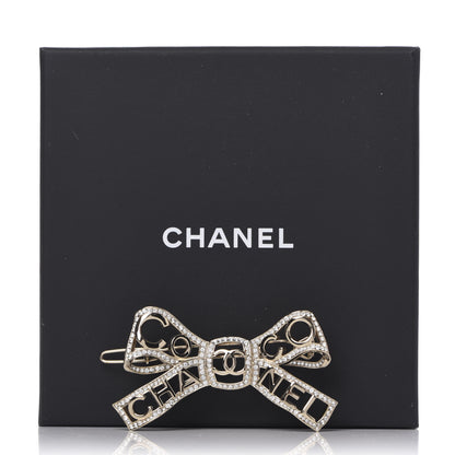 Chanel Metal Crystal Bow-tiful CC Hair Clip Gold 4 of 5