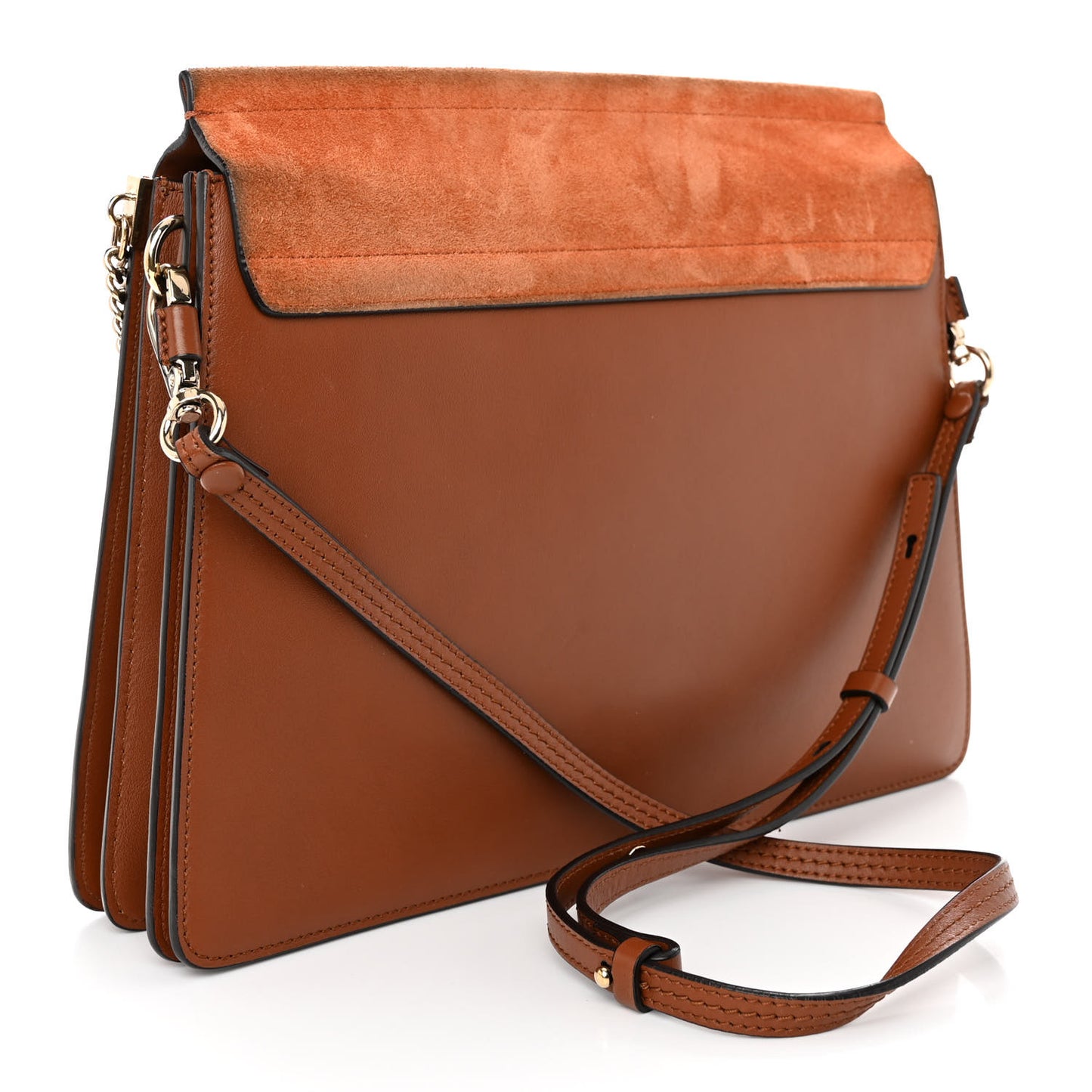 Suede Calfskin Medium Faye Shoulder Bag Tobacco