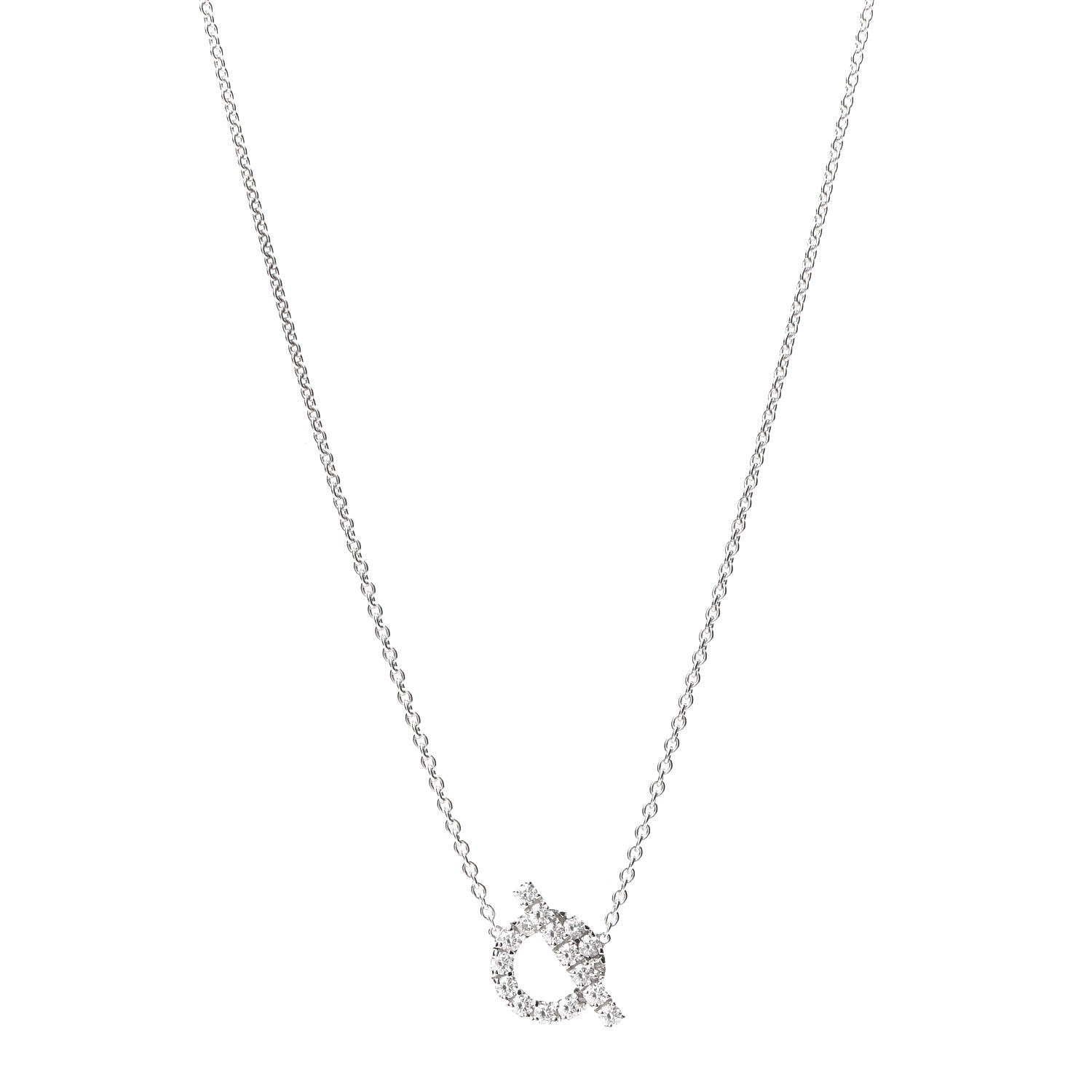 Hermes 18K White Gold Diamond Finesse Pendant Necklace 1 of 5